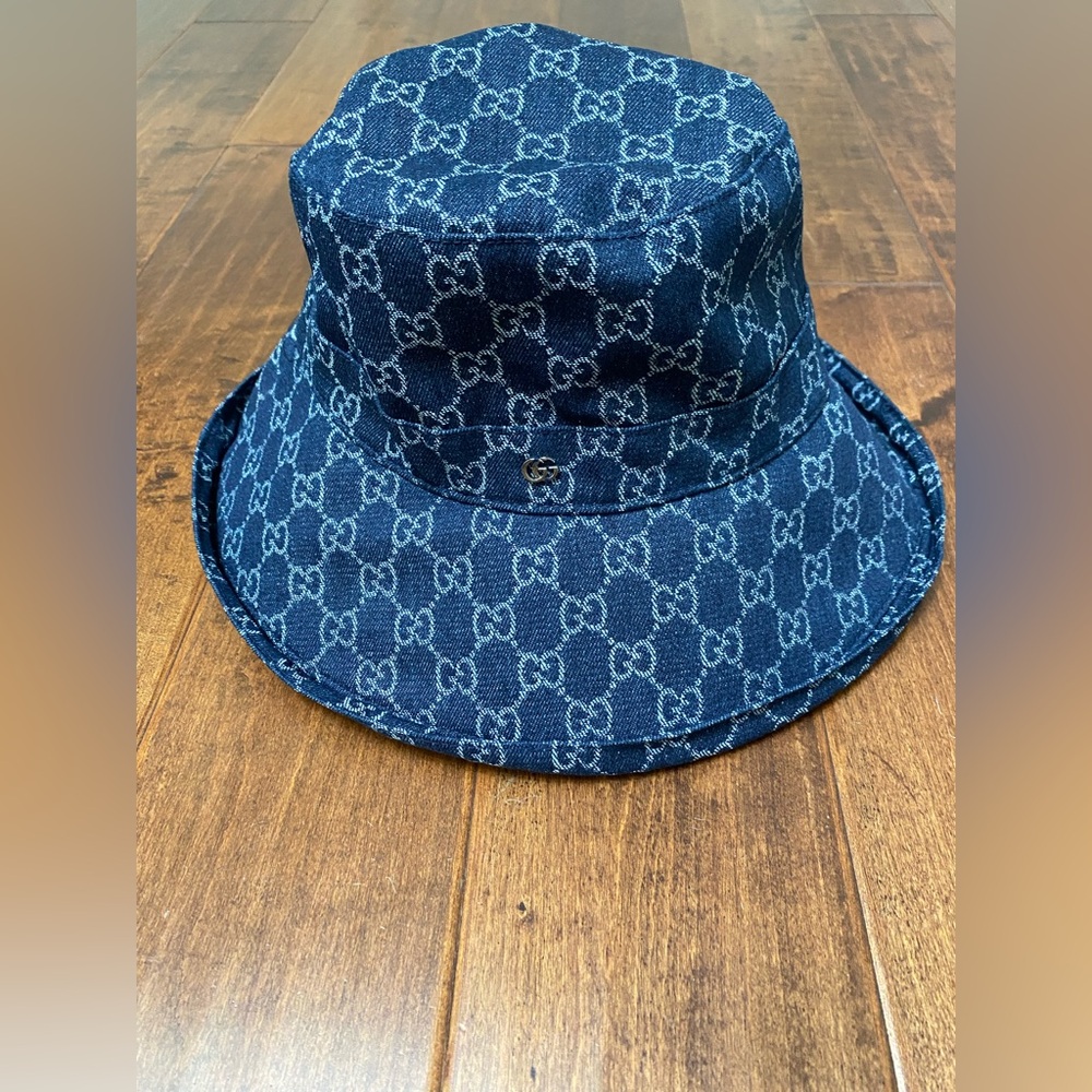 Gucci Blue Monogram Denim Bucket Hat